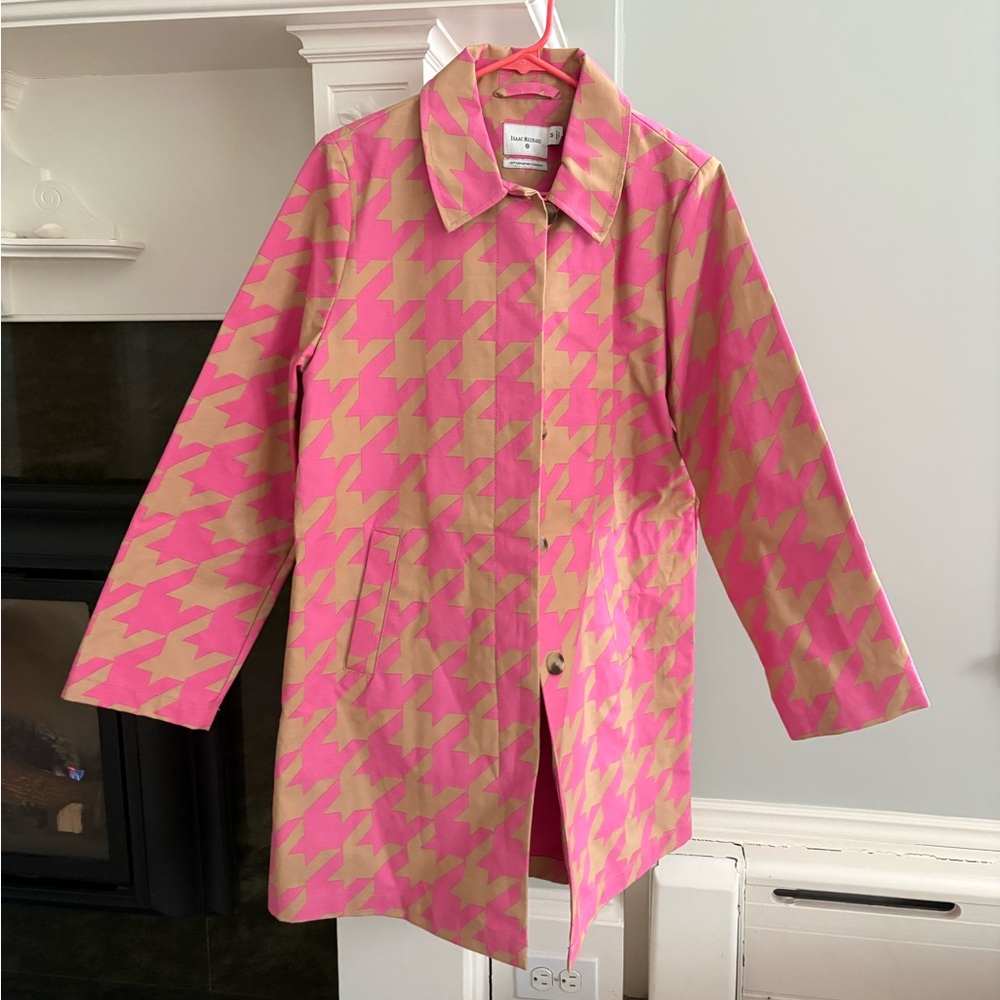 Isaac Mizrahi for Target Pink and Beige Houndstooth Women's Trench Coat